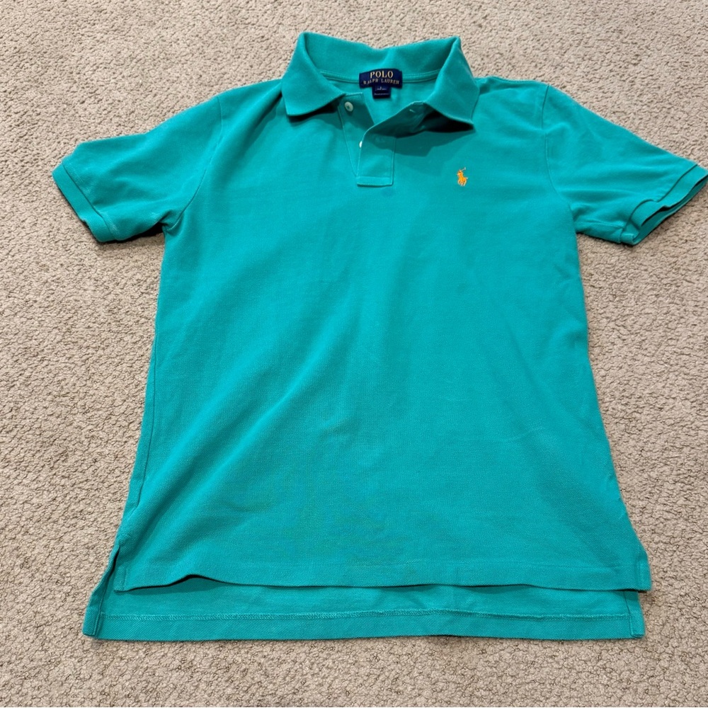 Boys Polo by Ralph Lauren Kids Aqua Polo Shirt Size L (14/16)